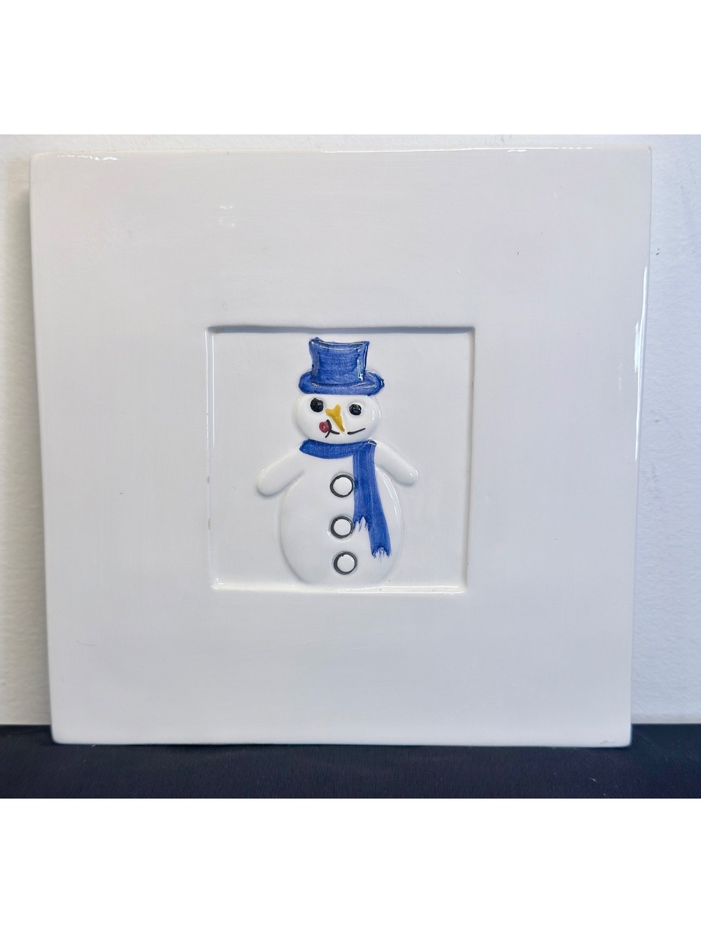 Vintage Crate & Barrel Snowman Ceramic Trivet Tile. Italy by Ceramica Stefani.